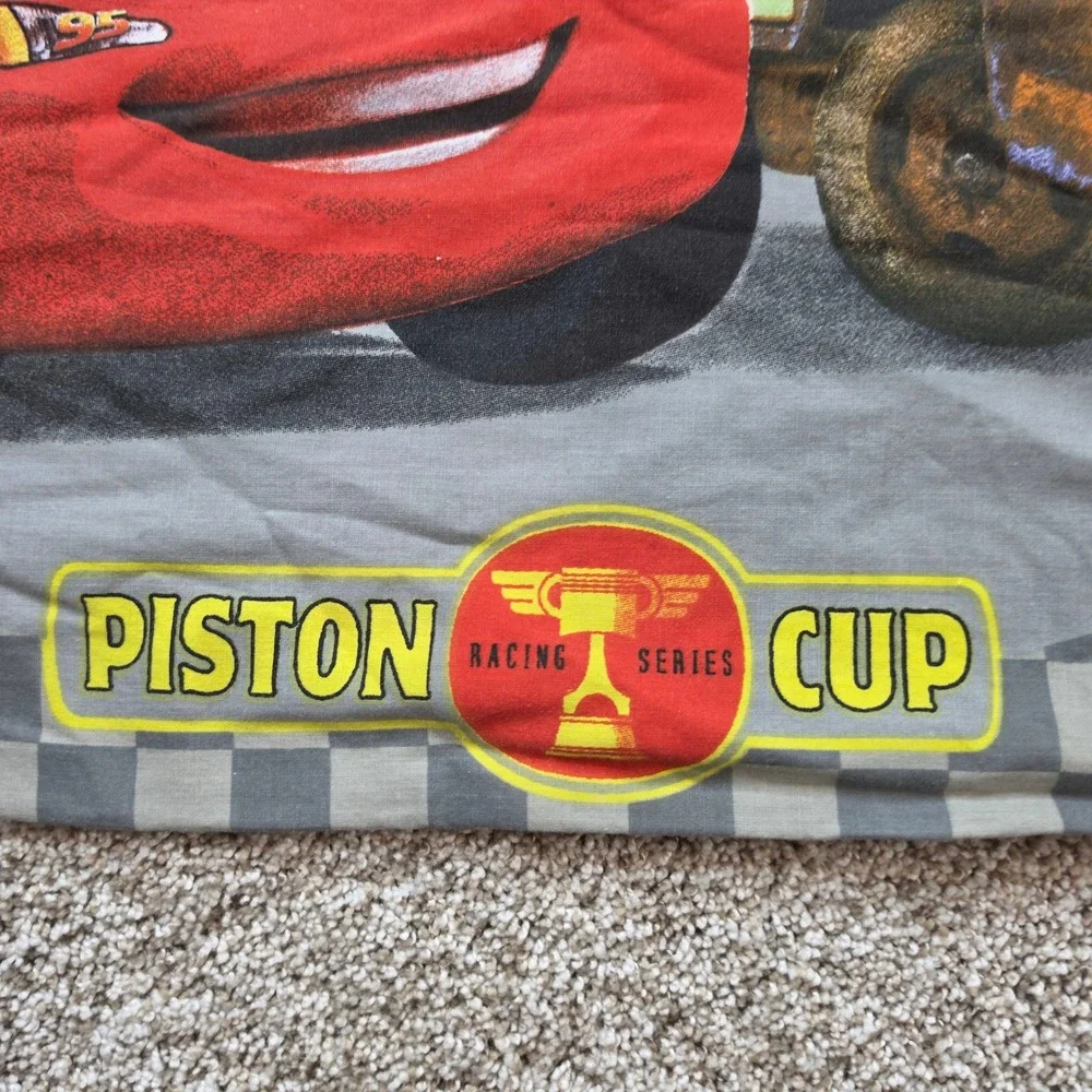 VINTAGE Disney Pixar Cars Pillowcase Kids Lightning McQueen Mater Racing 00s